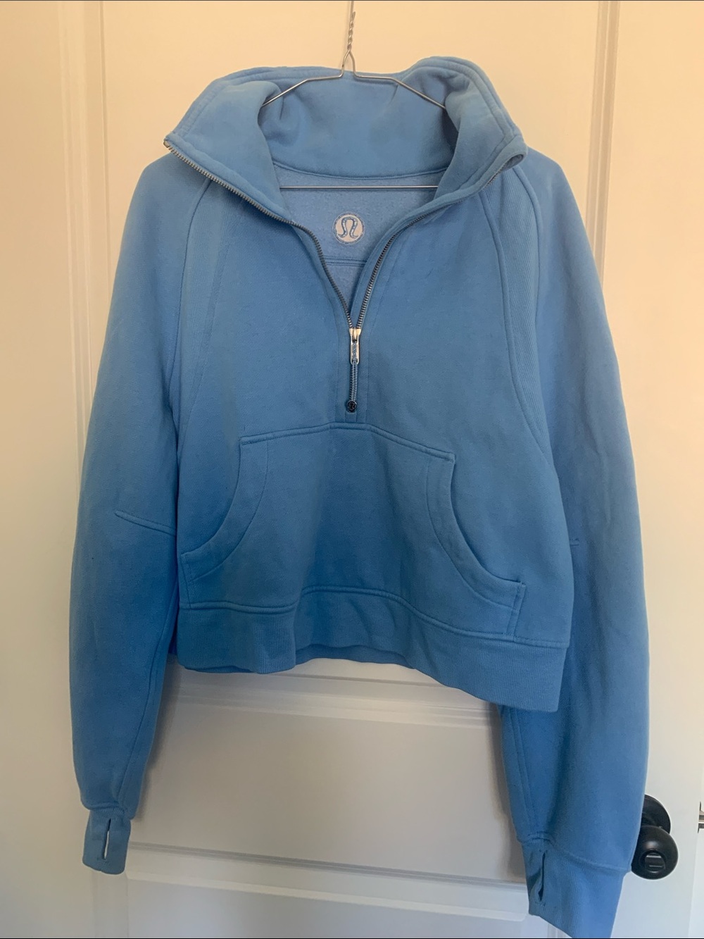 LULULEMON CROPPED HALF ZIP SCUBA IN blue